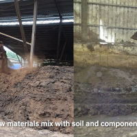 Raw materials mixed with soil and other components